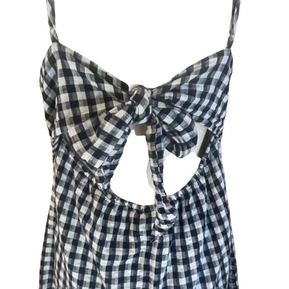 AMERICAN EAGLE Gingham Tie-Back Linen Blend Mini Dress - Size Medium - Picture 4 of 7